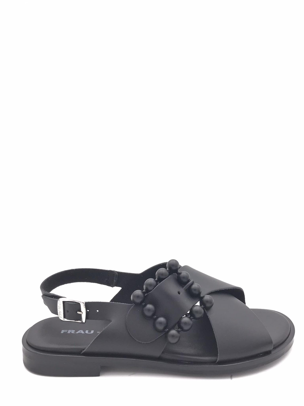Sandalo donna in pelle nera 85P9 NERO FRAU 