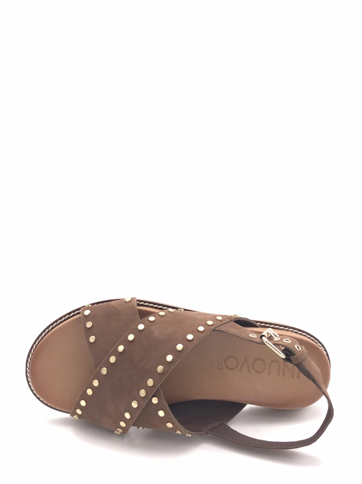 Sandalo incrociato marrone con borchie H26233 MARRONE INUOVO 