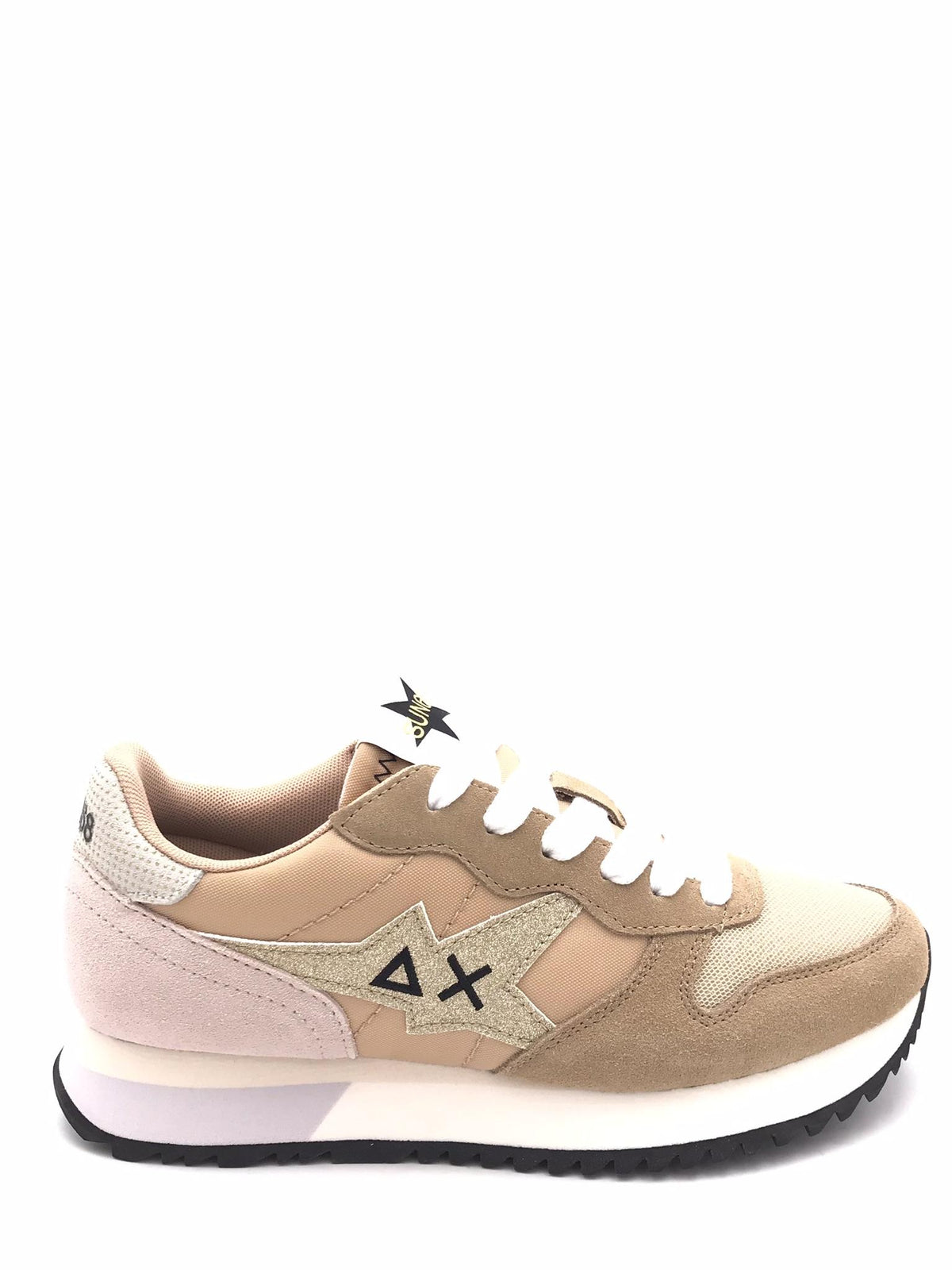 Snekers donna Stargirl glitter logo beige