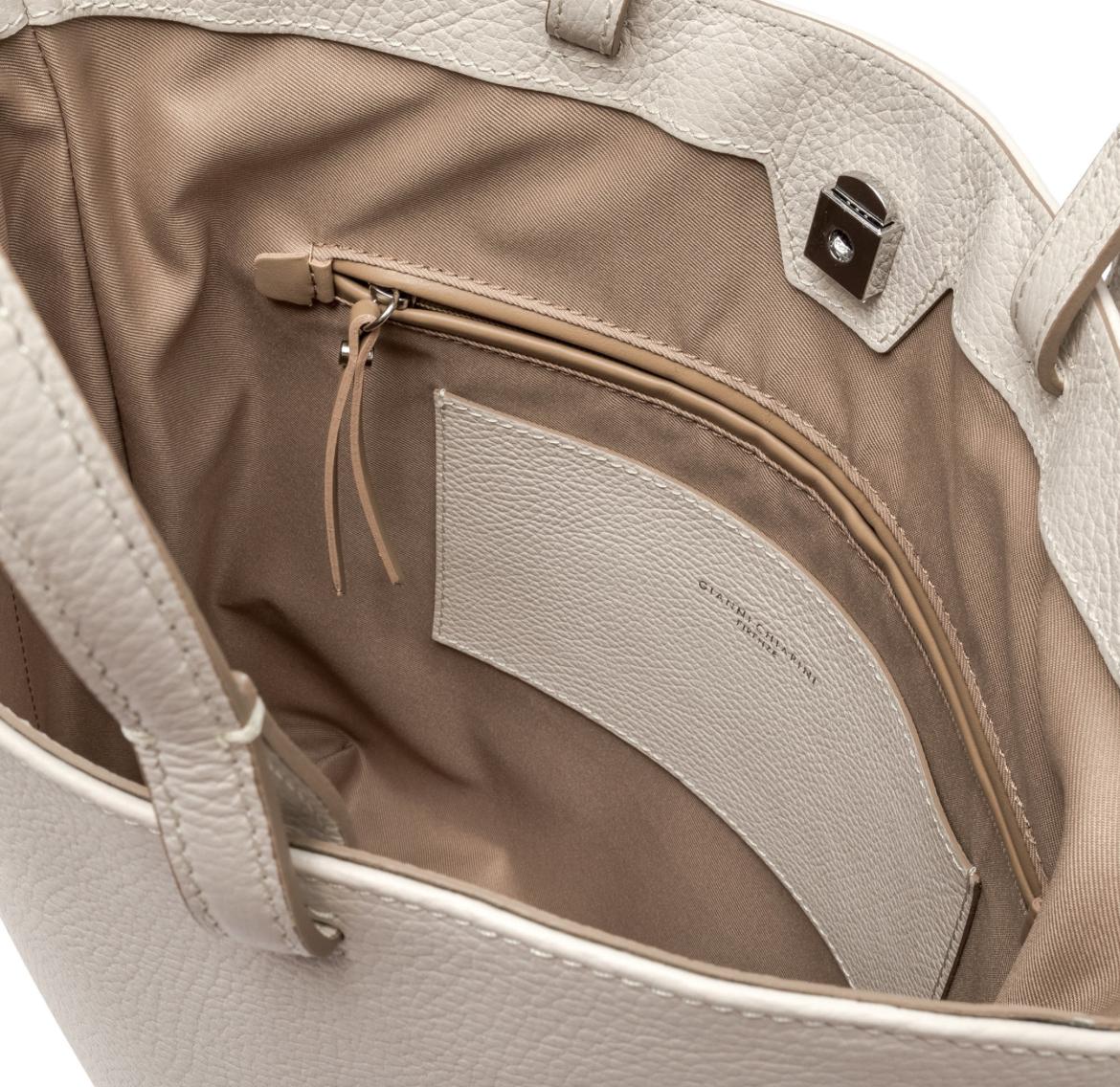 Borsa Aida pelle bottalata marble BS11595 LATTE GIANNI CHIARINI 