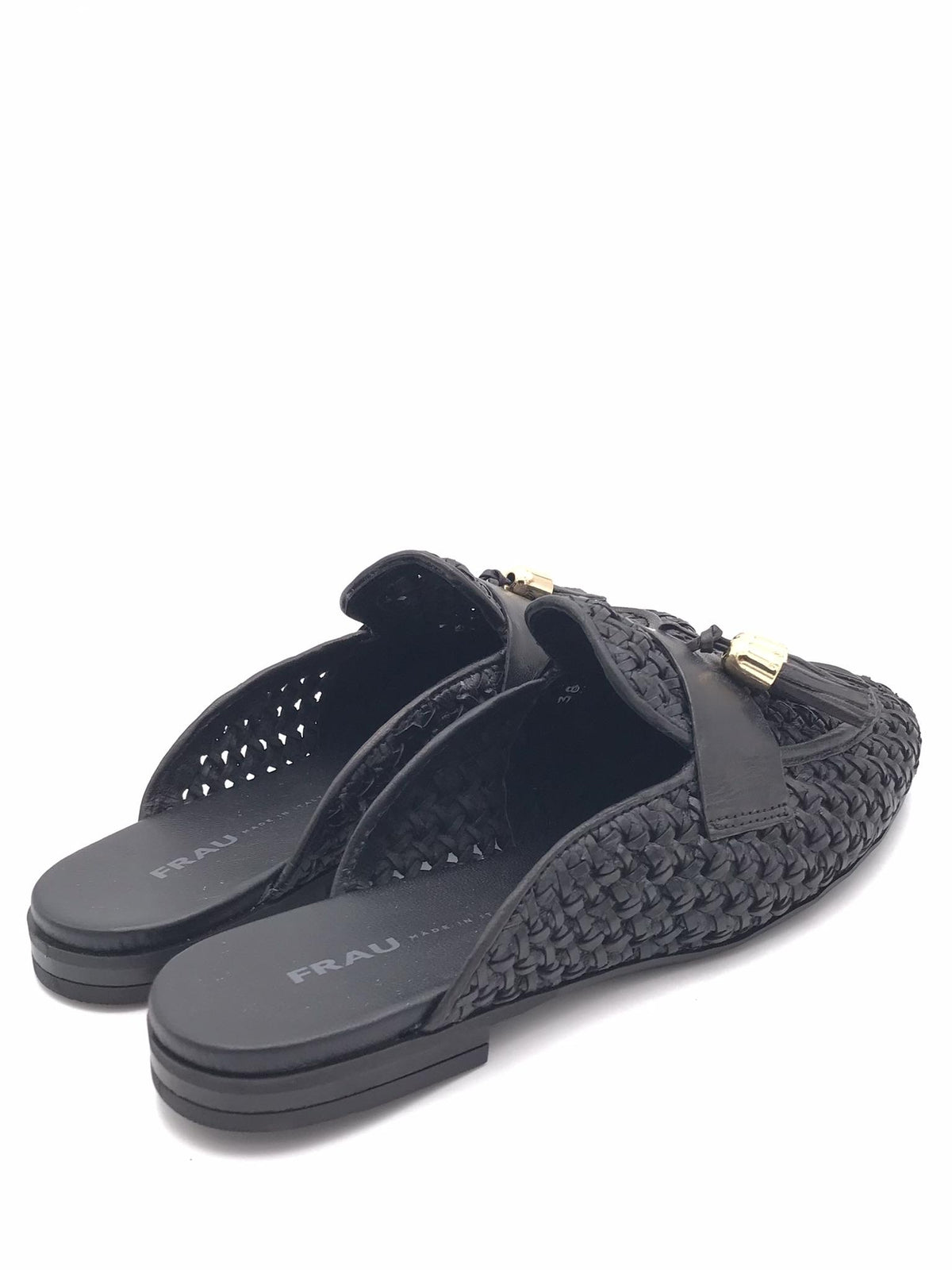 Sabot in pelle intrecciata nera 95T7 NERO FRAU 