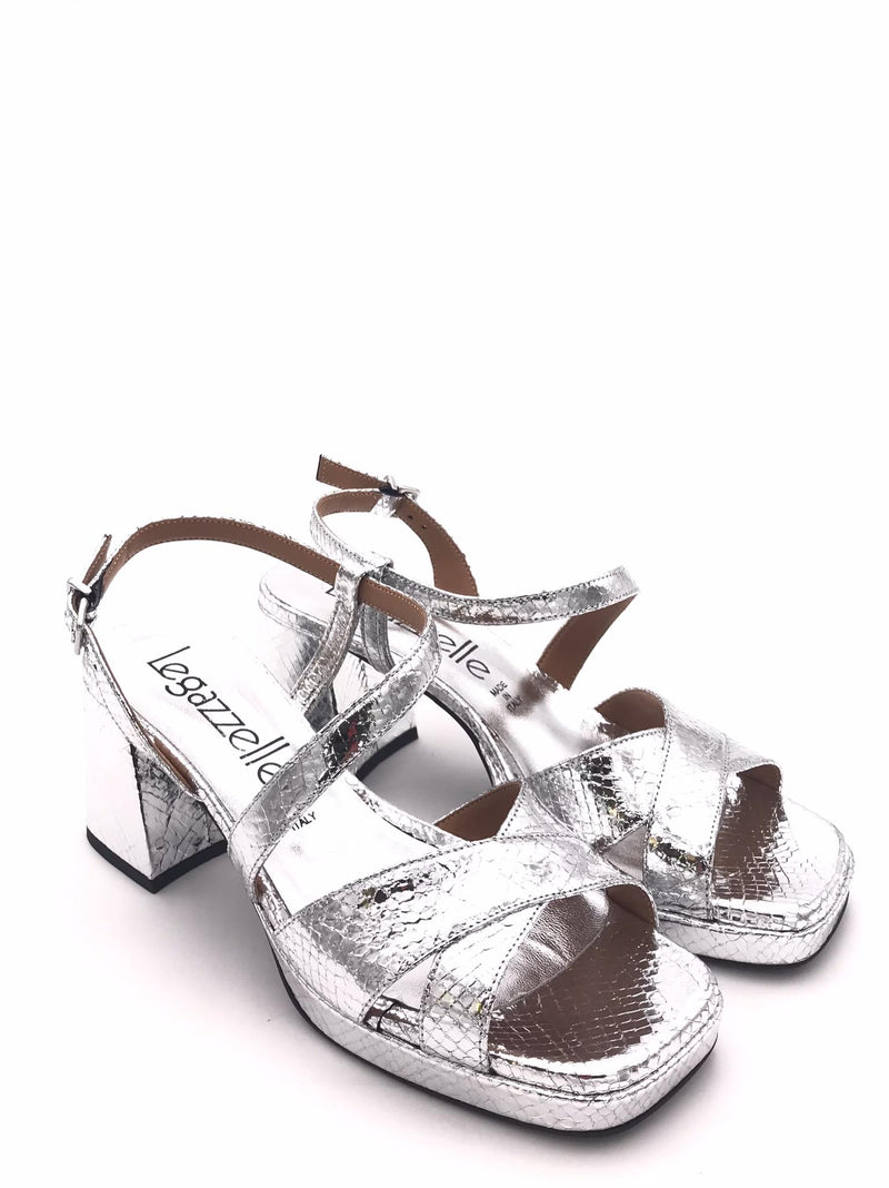 Sandalo con plateau laminato silver 820 ARGENTO LEGAZZELLE 