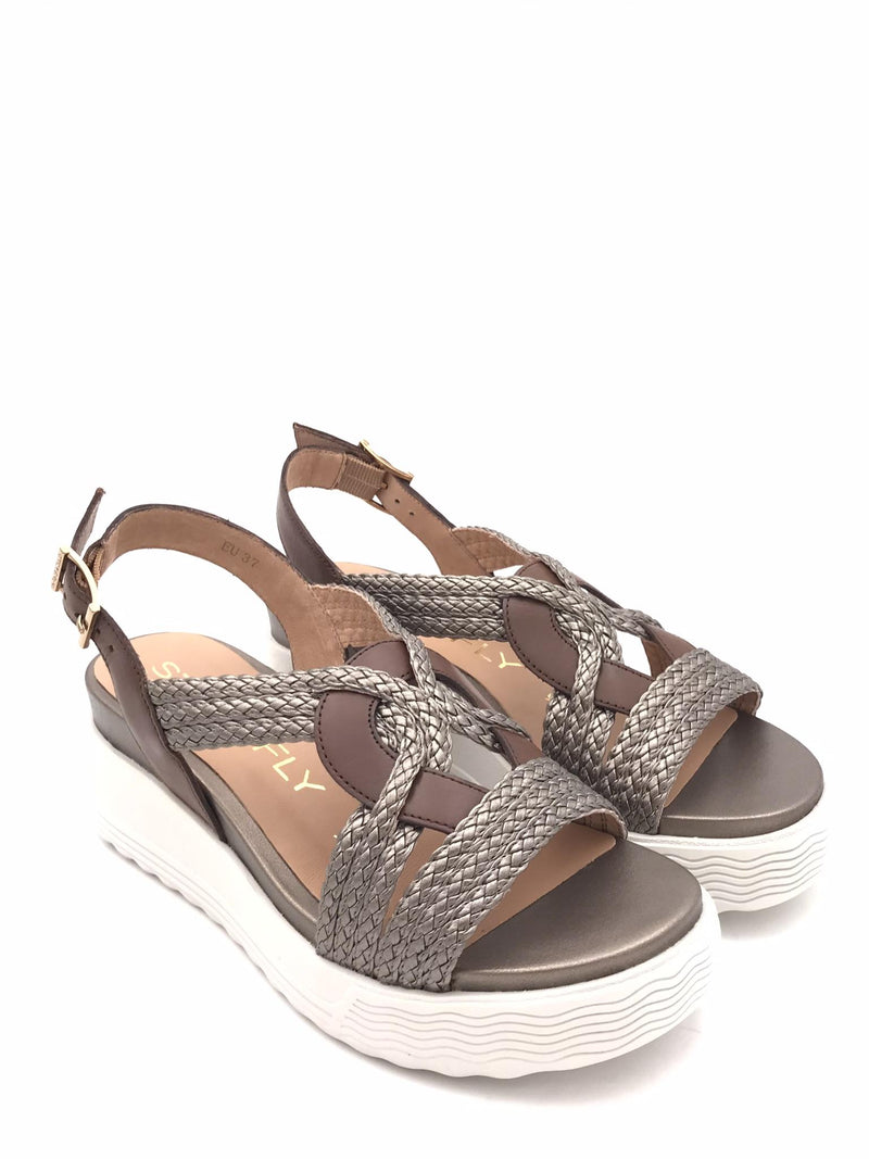 Sandalo con zeppa  intrecciato marrone-fucile 220895 MARRONE STONEFLY 