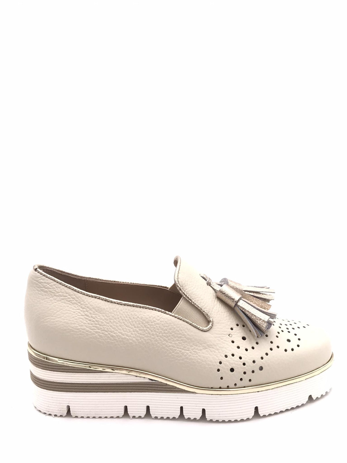 Scarpa accollata in pelle beige 084 BEIGE ZULIAN 