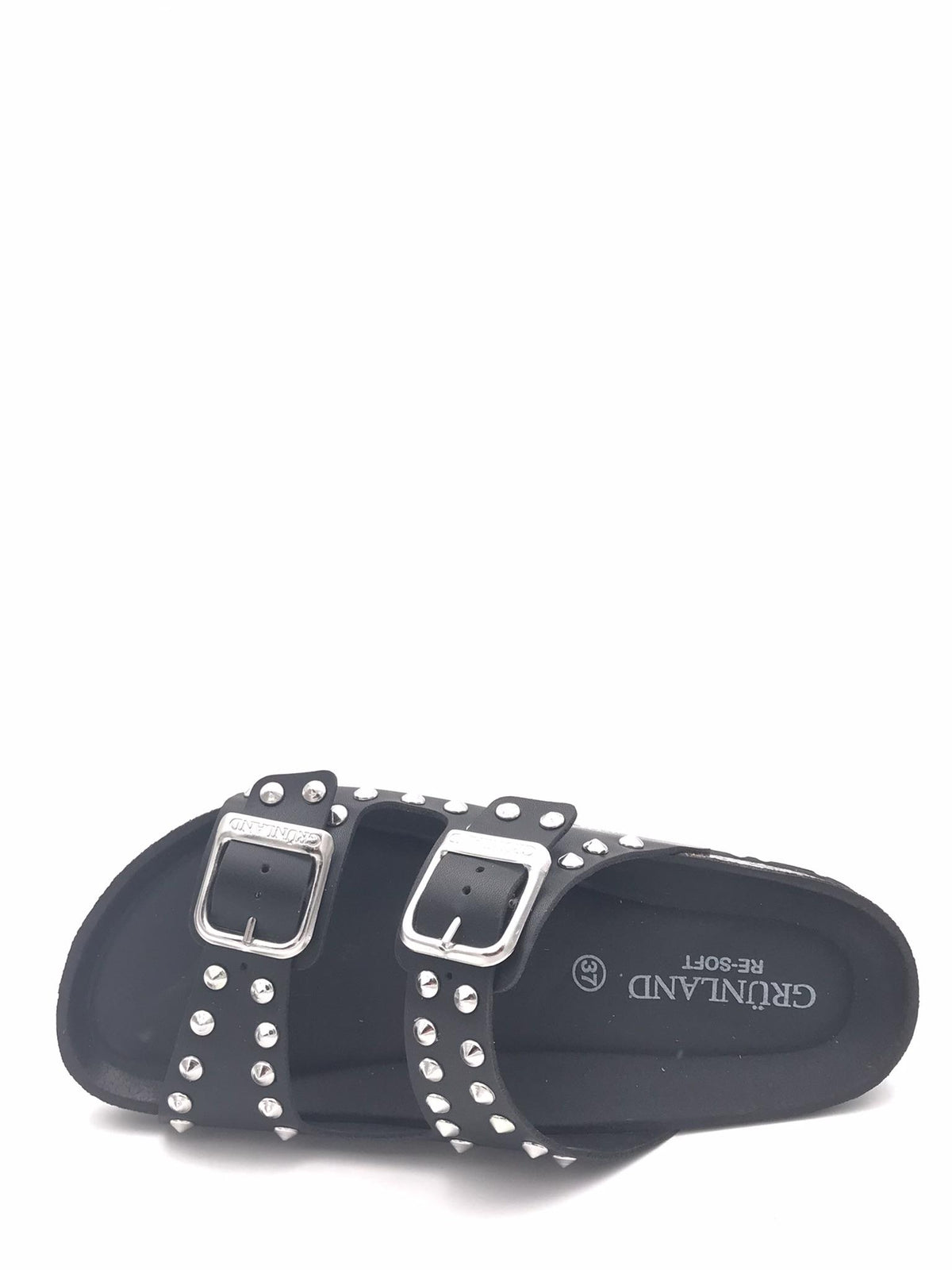 Ciabatta donna Sara nera con  borchie