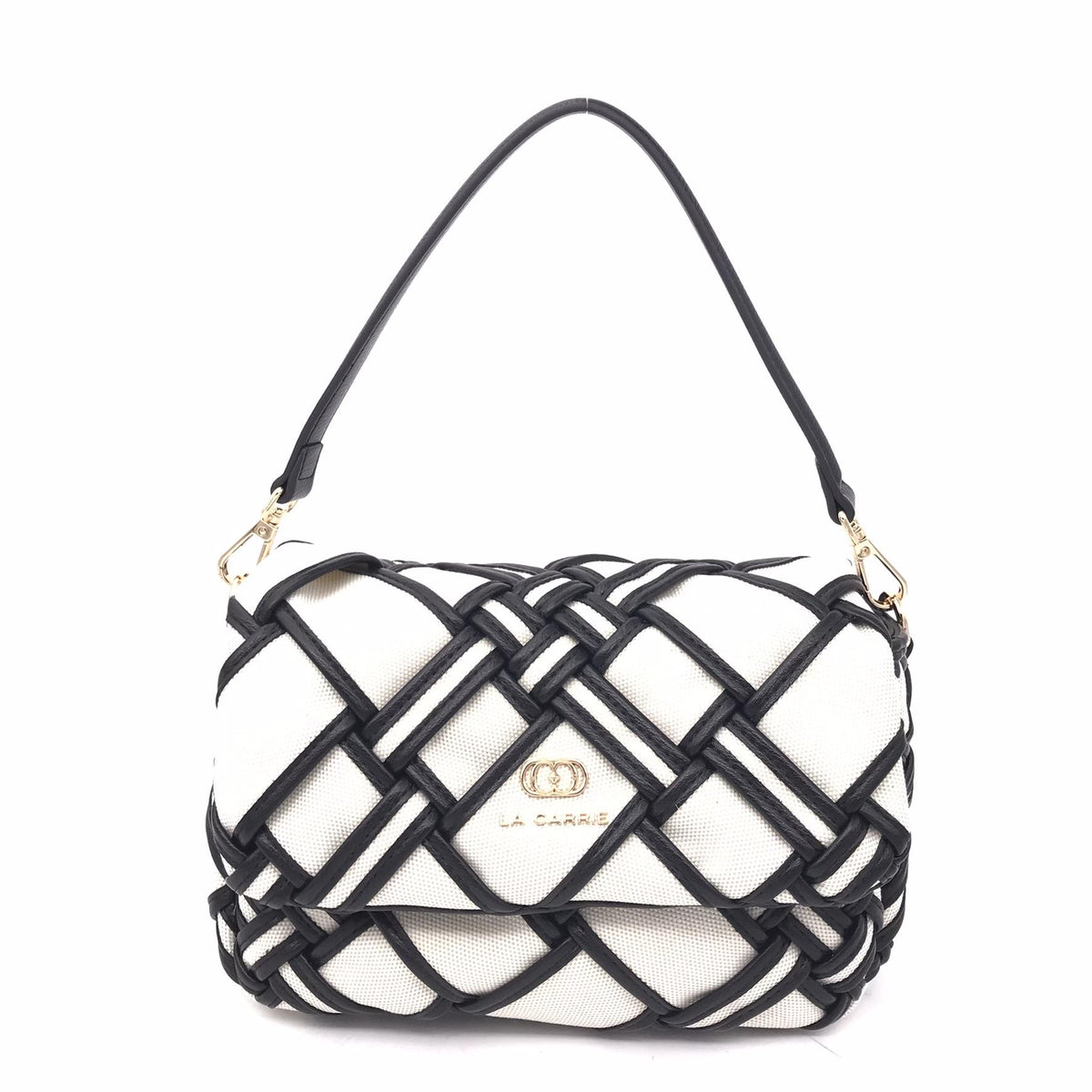 Borsa a spalla roads shoulder canvas nero-avorio 151M-BZ-202 NERO LA CARRIE 