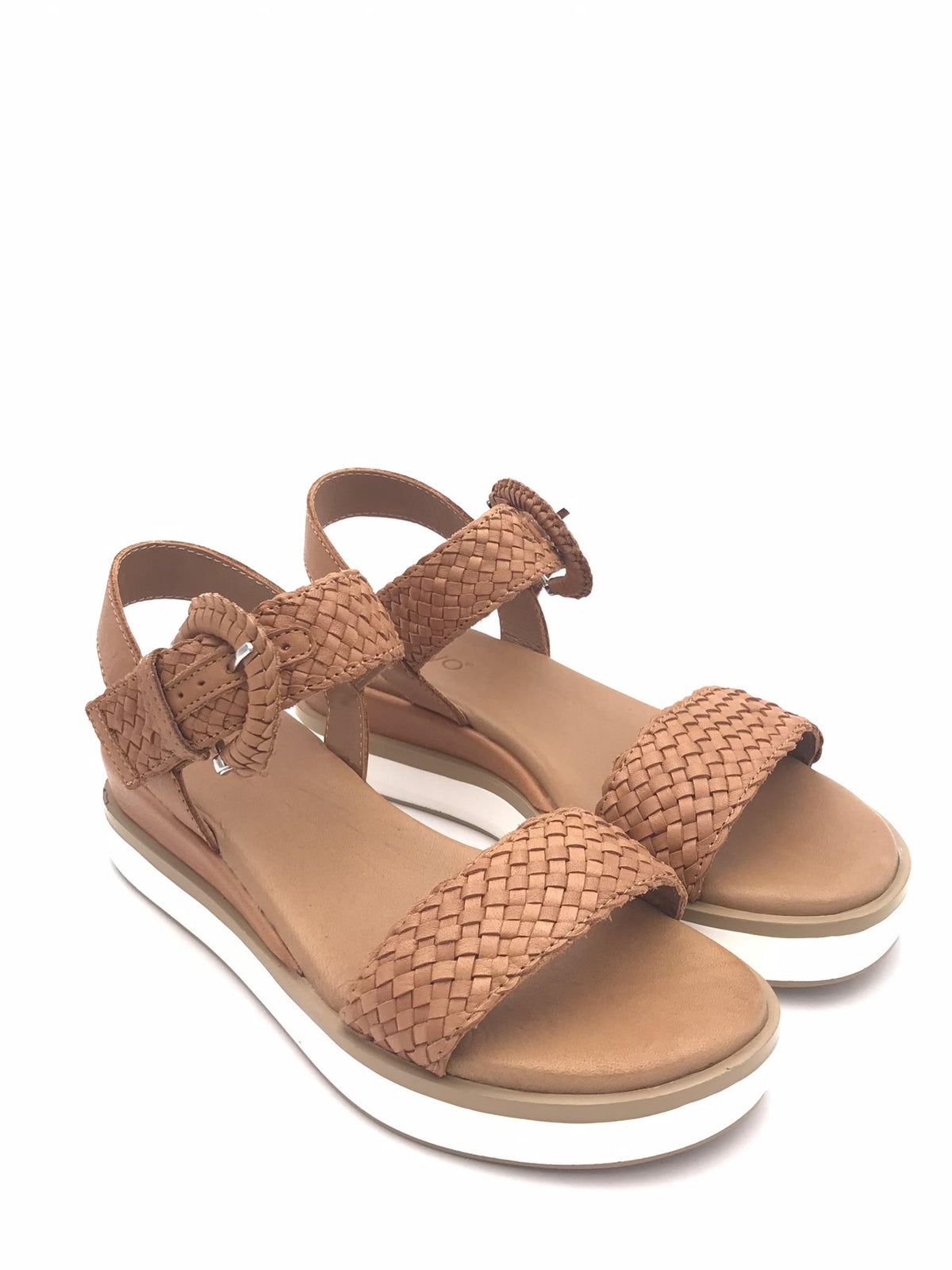 Sandalo in pelle intrecciata color cuoio 113031 CUOIO INUOVO 